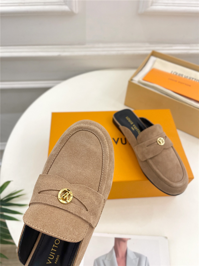 LV Soho Open Back Loafers Quartz Suede