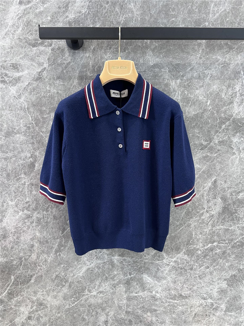M1um1u knitted short-sleeved top
