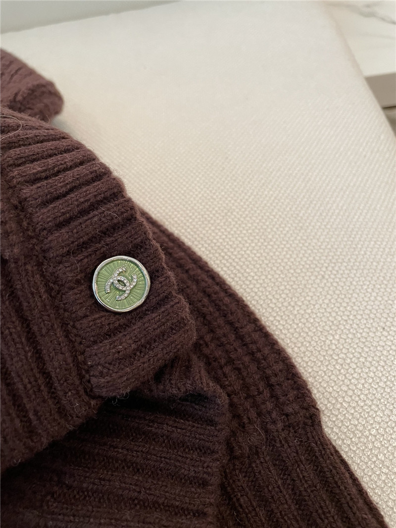 Ch**el pocket rib wool cardigan brown