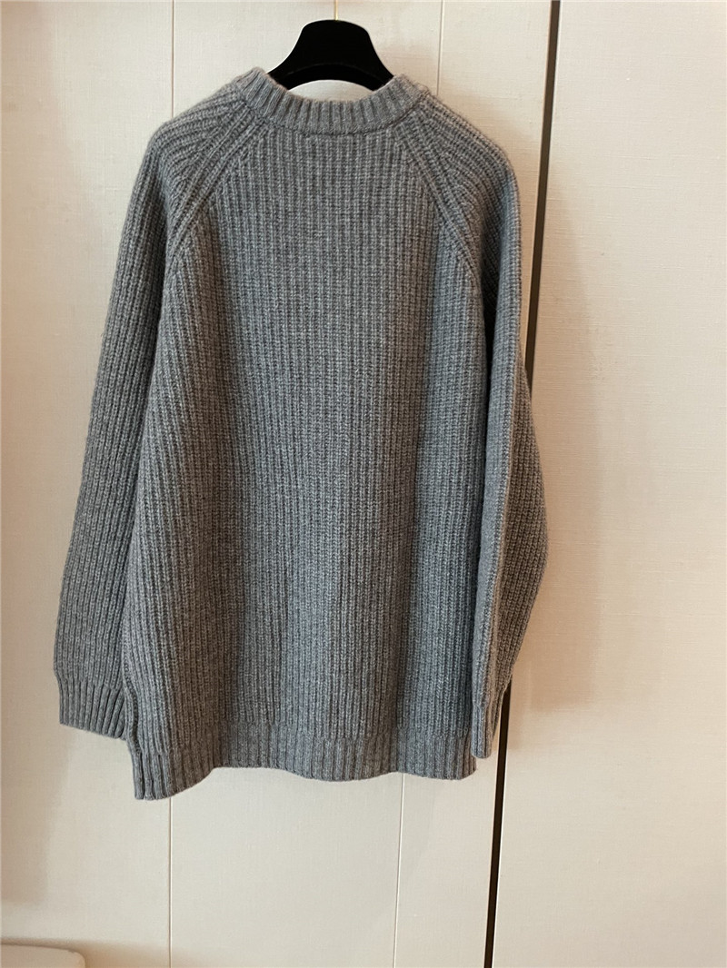 Ch**el pocket rib wool cardigan in grey