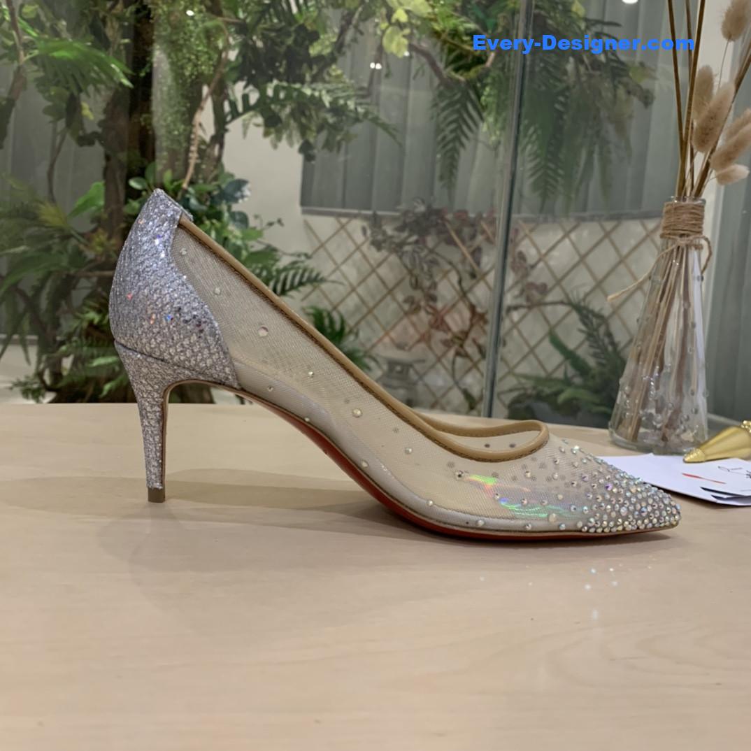 Chr1st1an louboutin rhinestone mesh pumps
