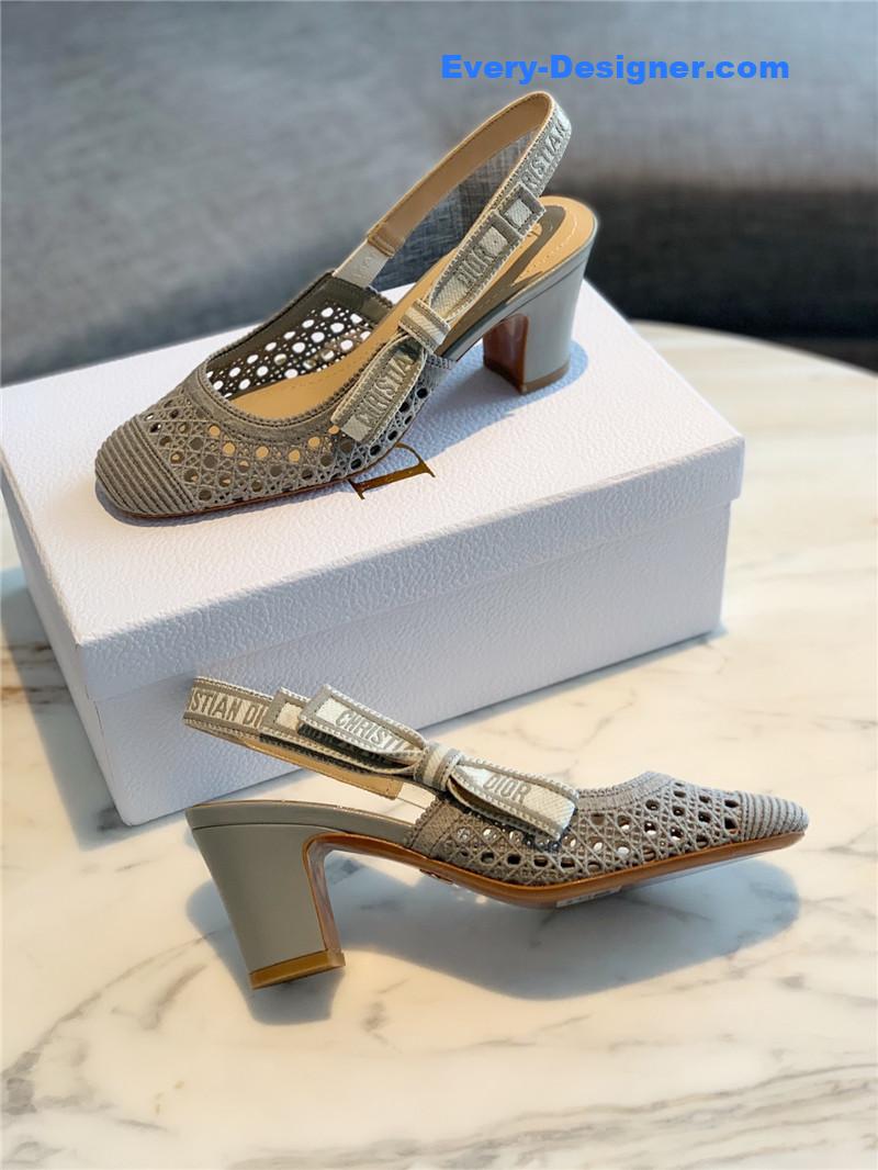D10r new hollow lace bow high-heeled sandals