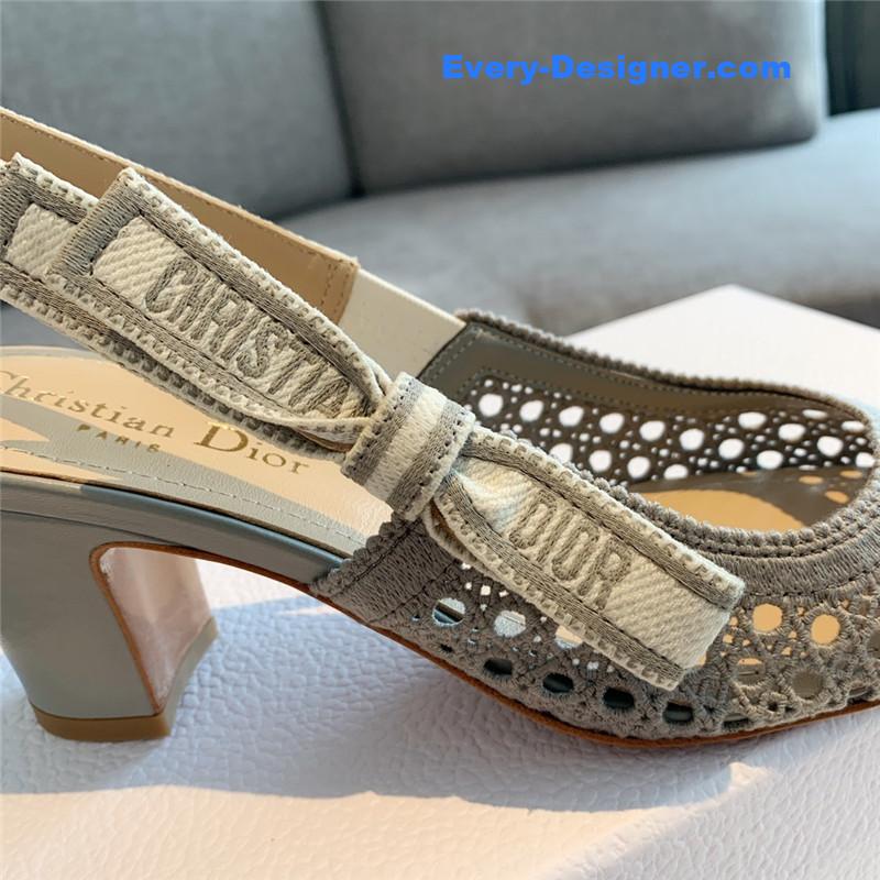 D10r new hollow lace bow high-heeled sandals
