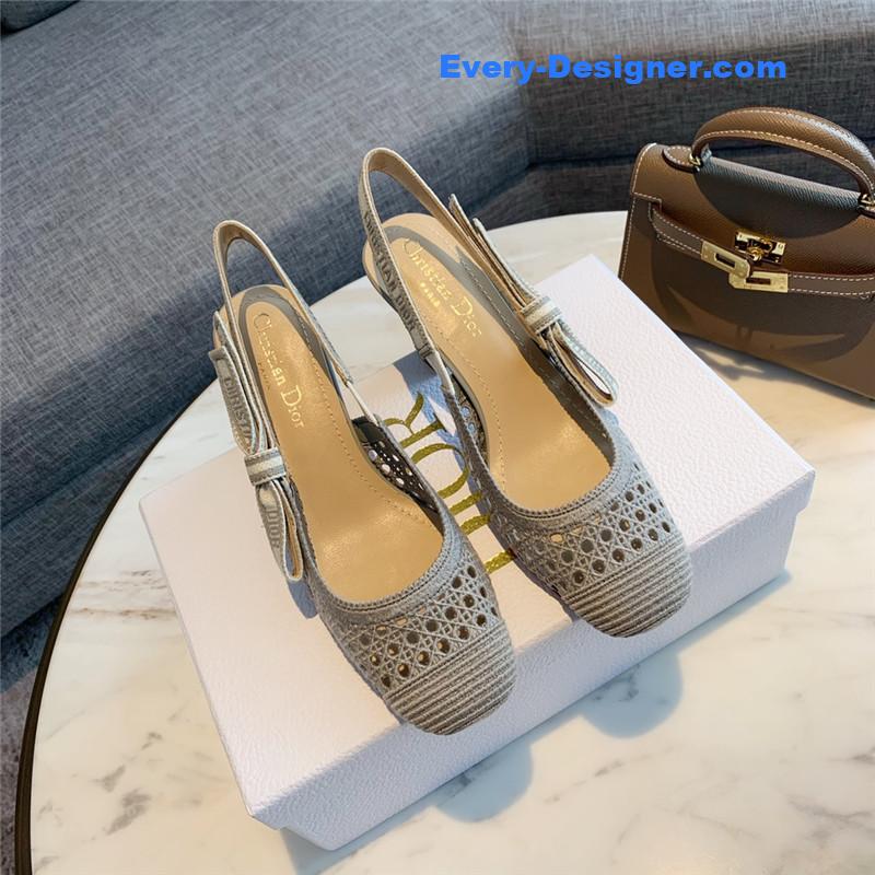 D10r new hollow lace bow high-heeled sandals