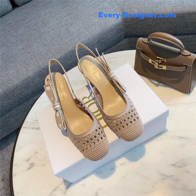 D10r new hollow lace bow high-heeled sandals