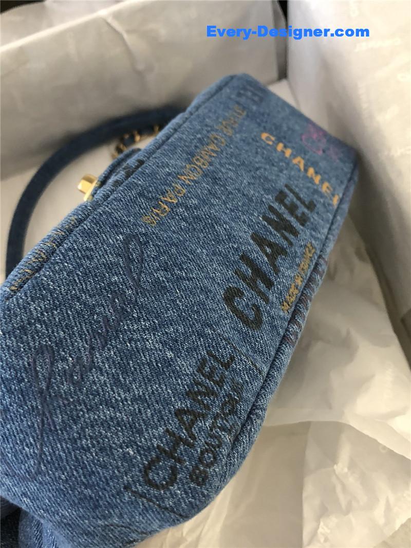 Ch**el graffiti denim cf bag