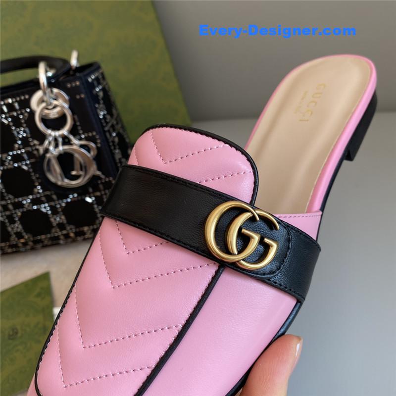 Gvc*1 horsebit color block muller half slippers