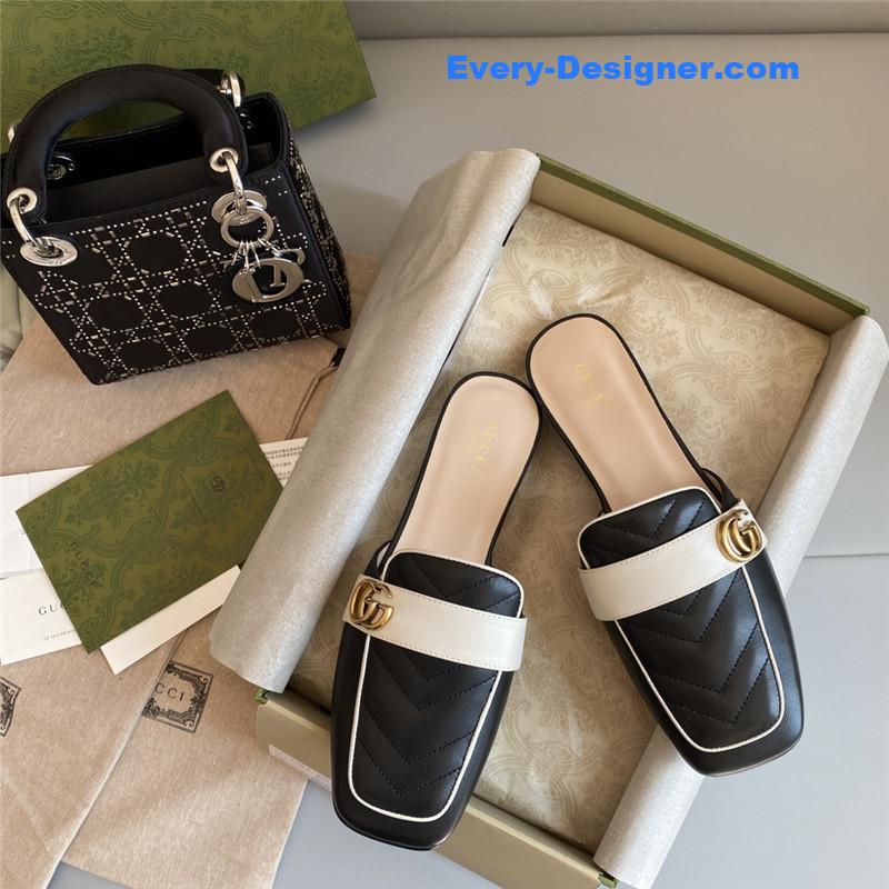 Gvc*1 horsebit color block muller half slippers