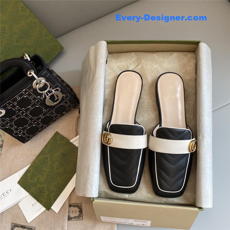 Gvc*1 horsebit color block muller half slippers
