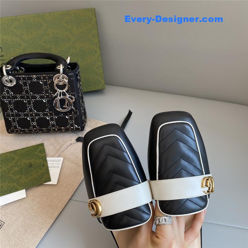 Gvc*1 horsebit color block muller half slippers