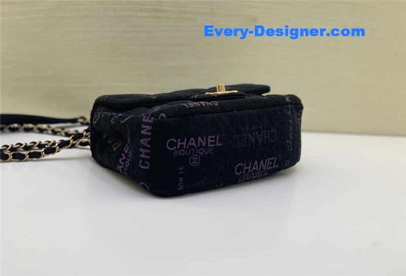 Ch**el graffiti denim print cf bag small