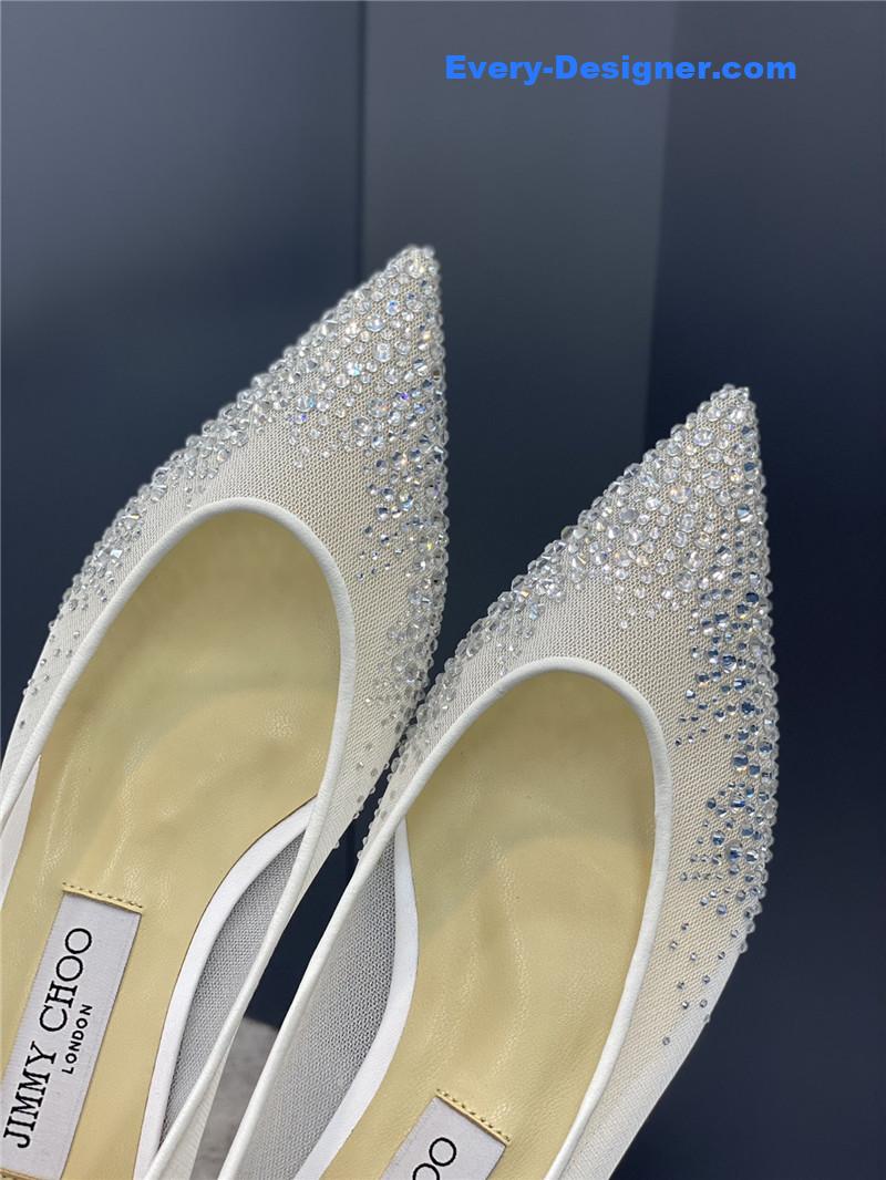 j1m*y ch00 jc mesh hot D1am0nd high-heeled shoes