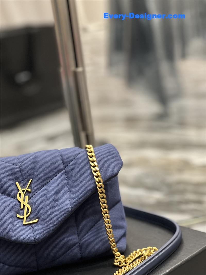 Y51 loulou puffer small denim shoulder bag