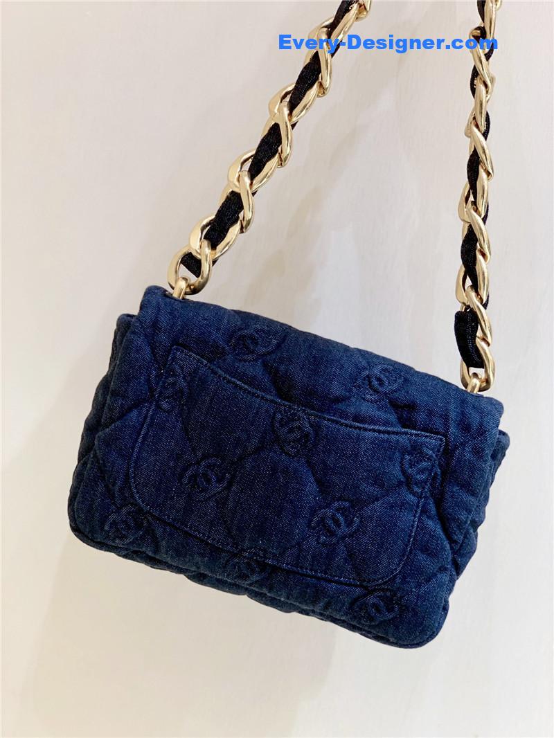 Ch**el denim chain shoulder bag