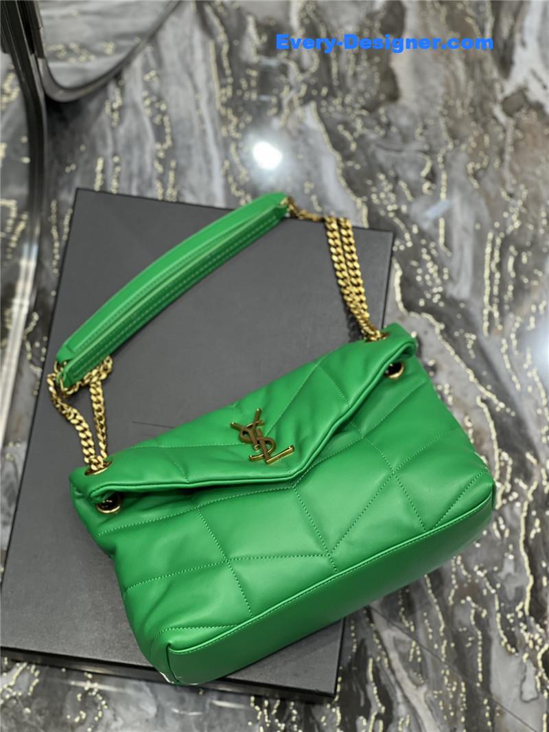 Y51 loulou puffer green sheepskin bag