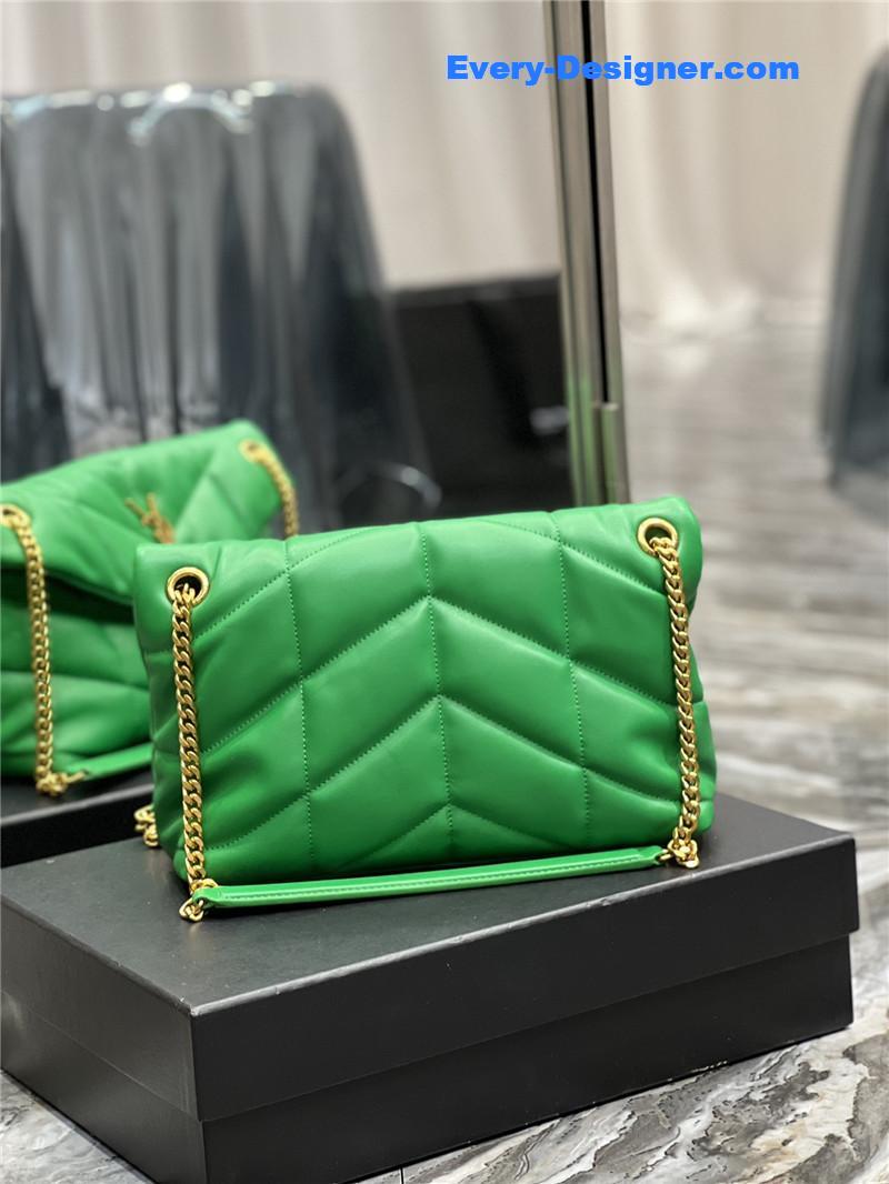 Y51 loulou puffer green sheepskin bag