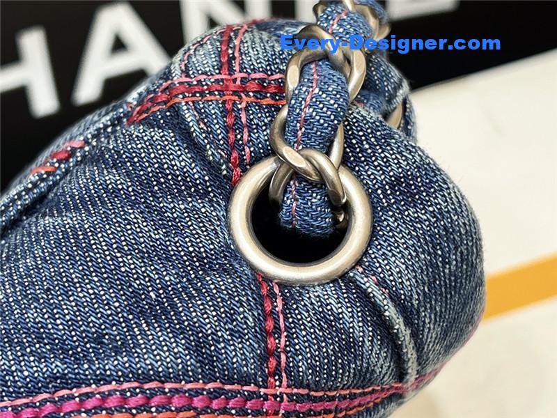 Ch**el coco beach denim mini saddle bag