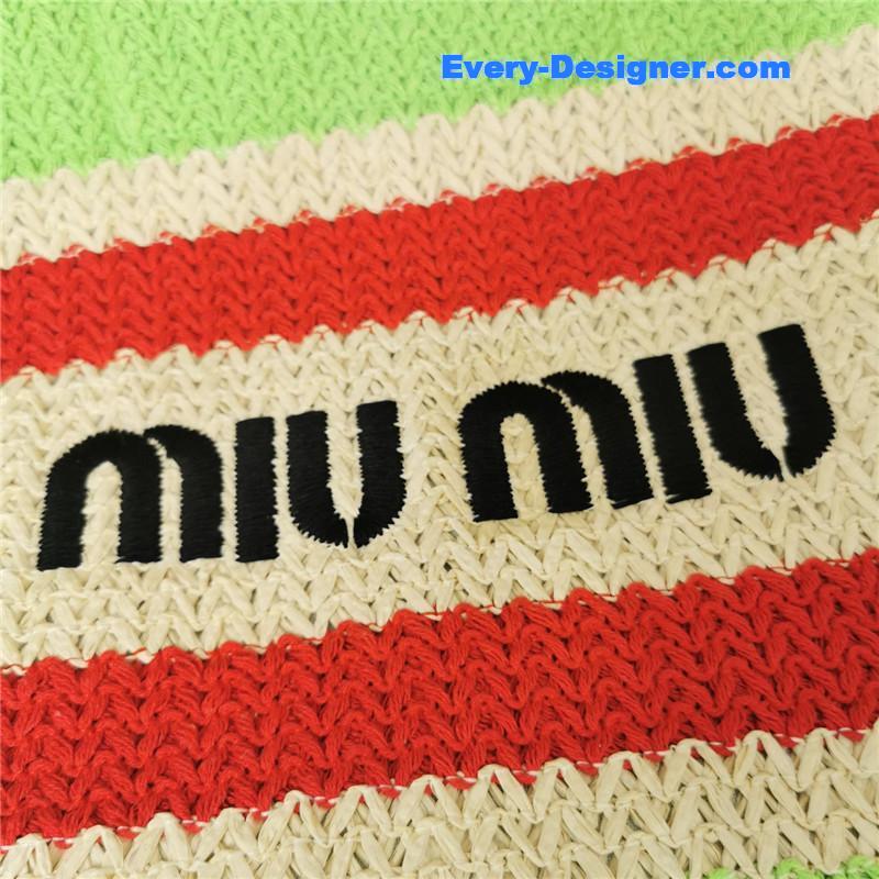 M1um1u straw woven cotton tote bag