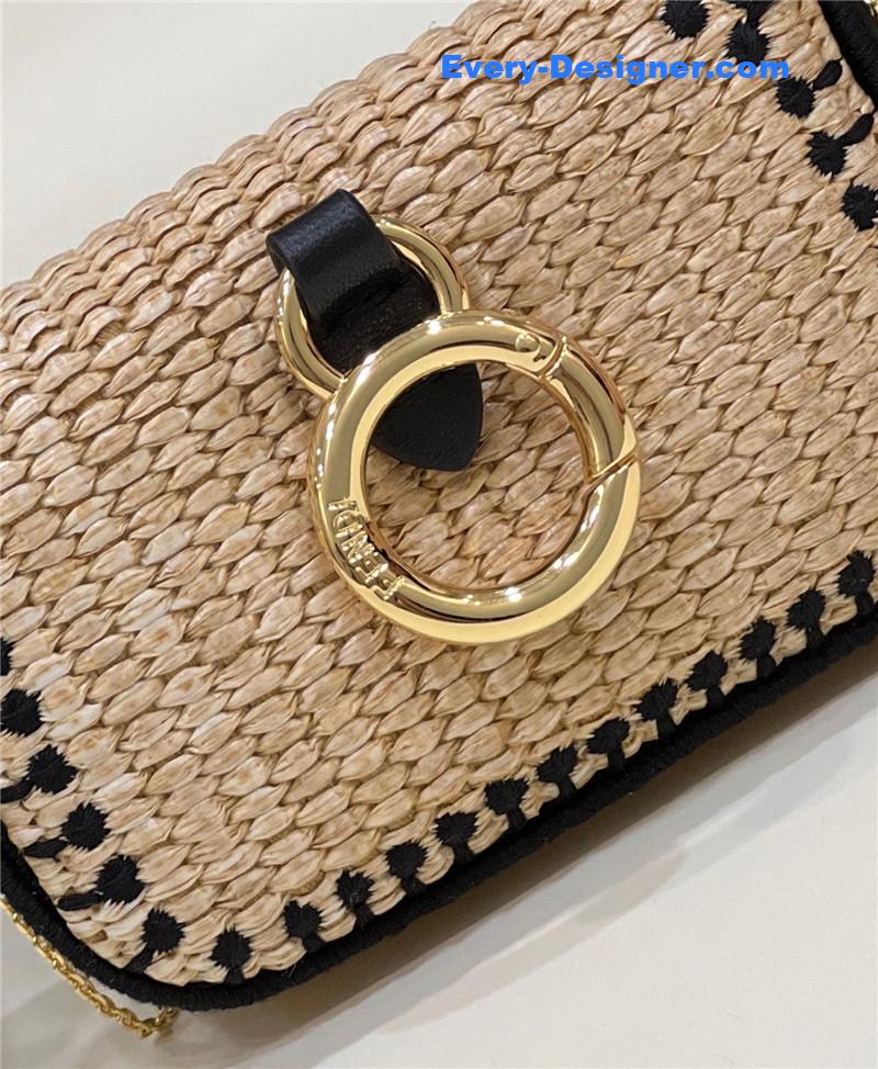 F**di nano baguette raffia charm mini bag
