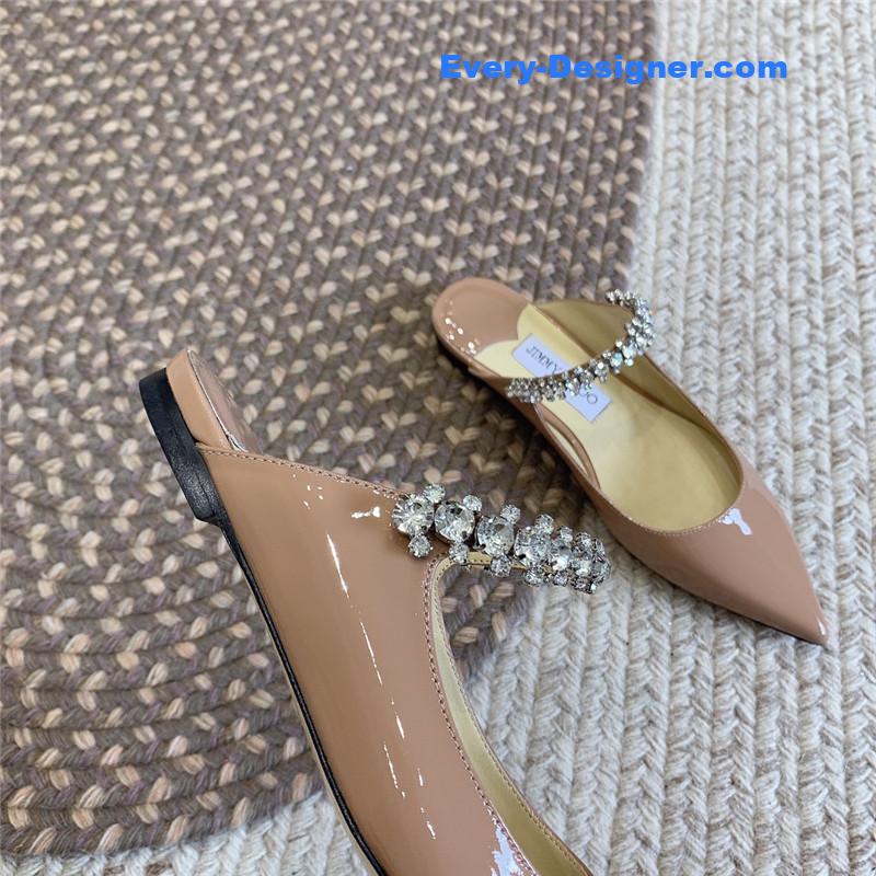J1m*y Ch00 rhinestone slide sandals