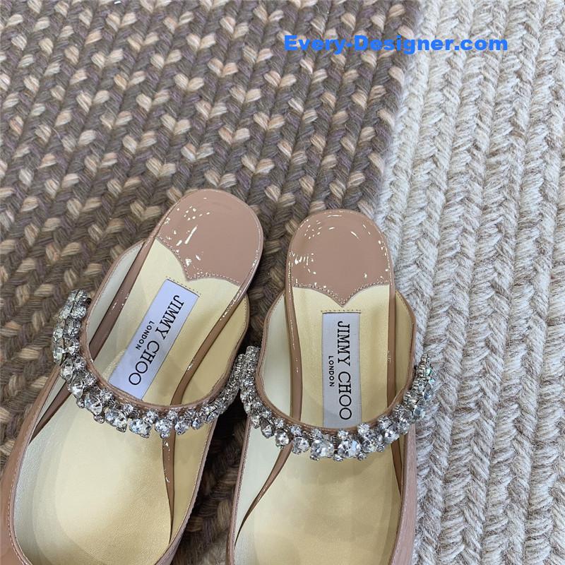 J1m*y Ch00 rhinestone slide sandals