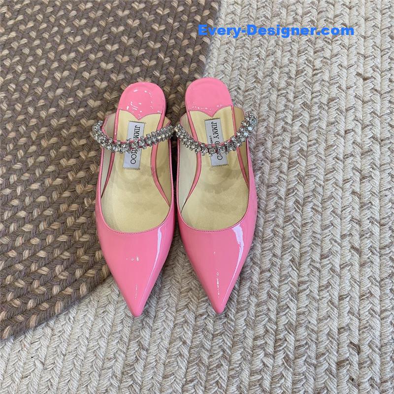 J1m*y Ch00 rhinestone slide sandals