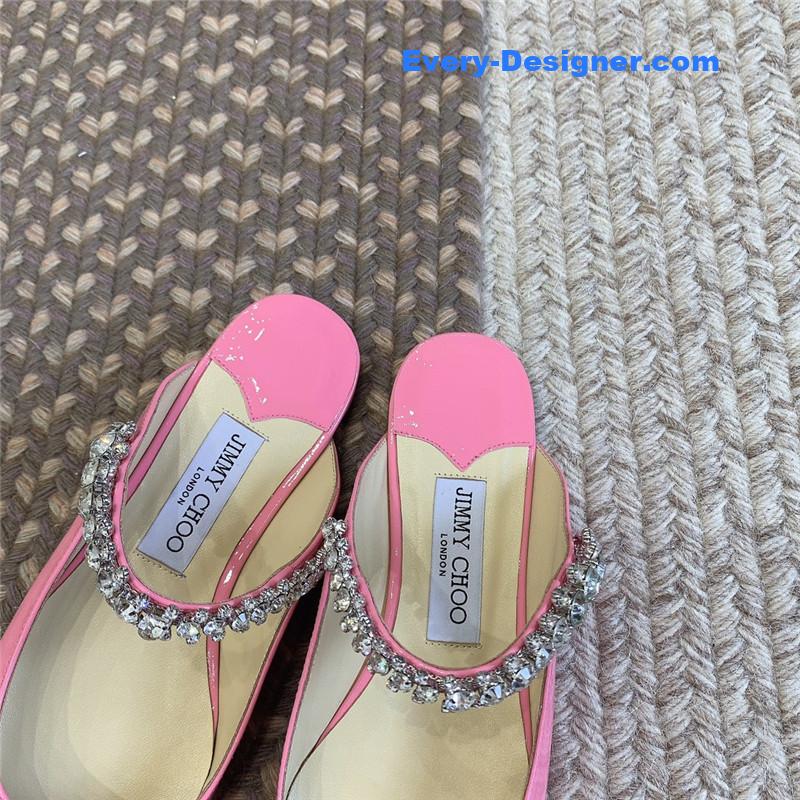 J1m*y Ch00 rhinestone slide sandals