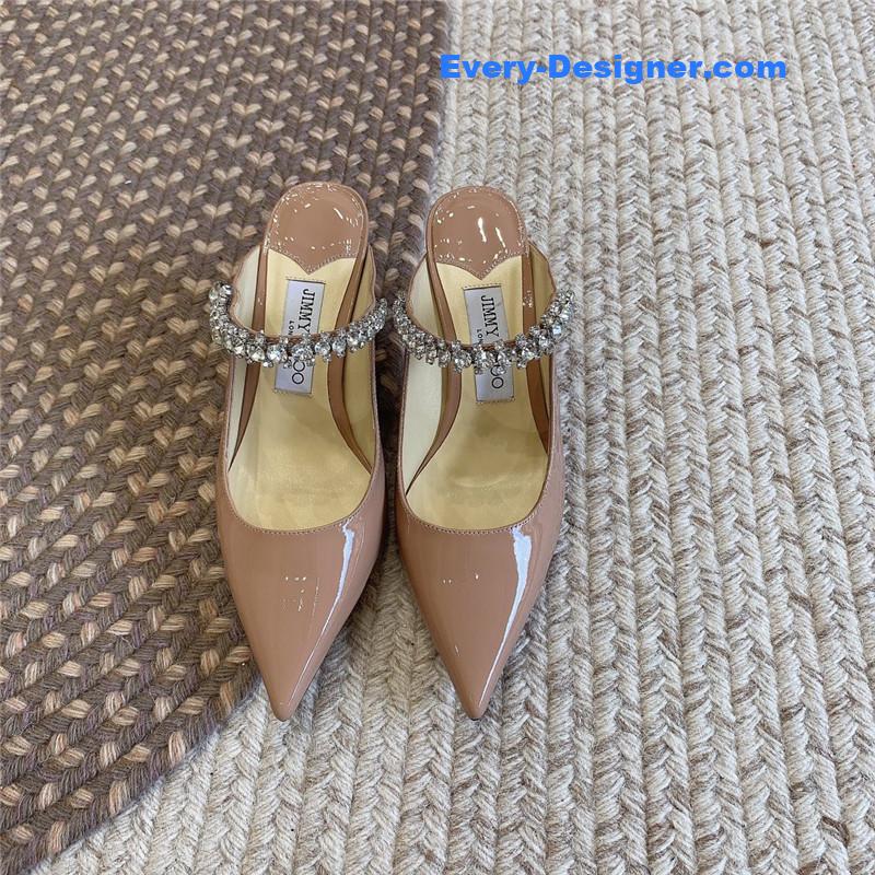J1m*y Ch00 rhinestone slide sandals