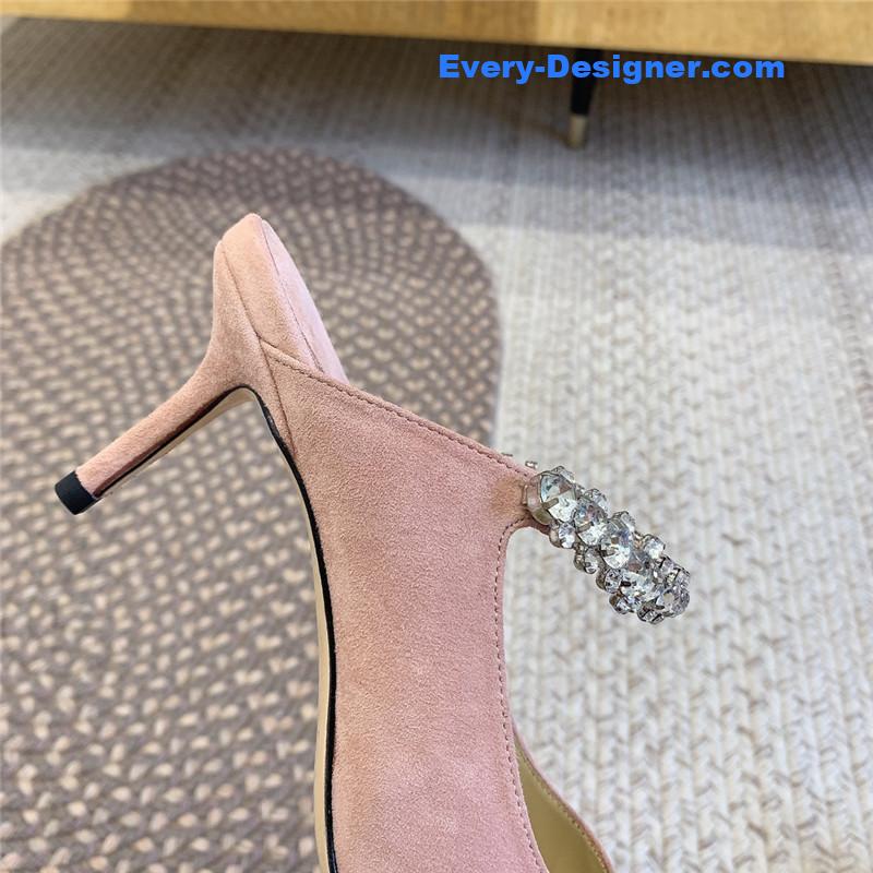 J1m*y Ch00 rhinestone slide sandals