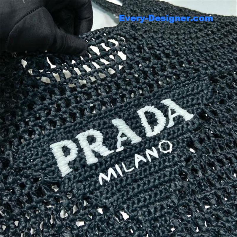 Pra*a raffia tote bag black