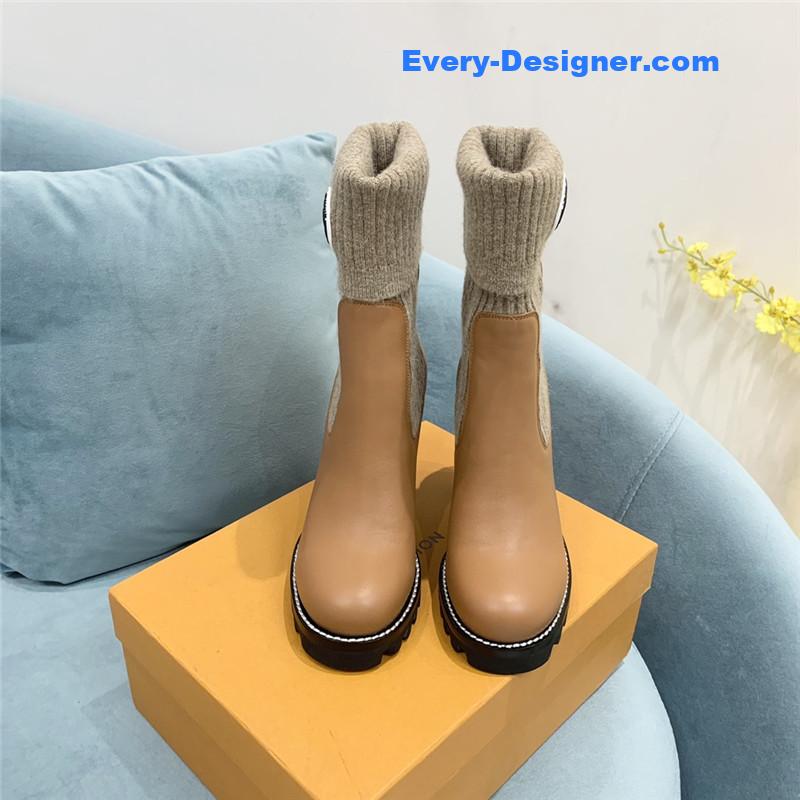 l0vis Vvtt0n lv woolen tube thick heel short boots