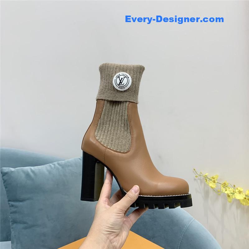l0vis Vvtt0n lv woolen tube thick heel short boots