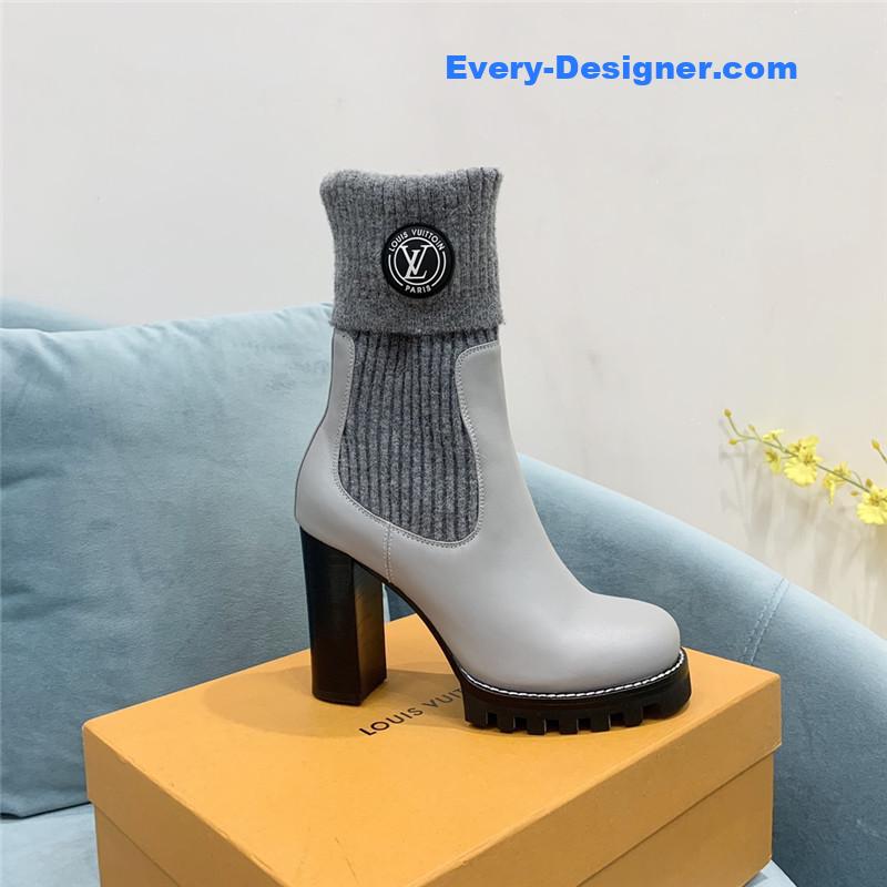 l0vis Vvtt0n lv woolen tube thick heel short boots