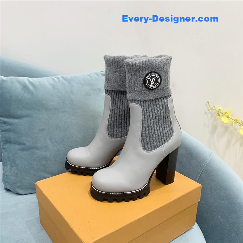 l0vis Vvtt0n lv woolen tube thick heel short boots