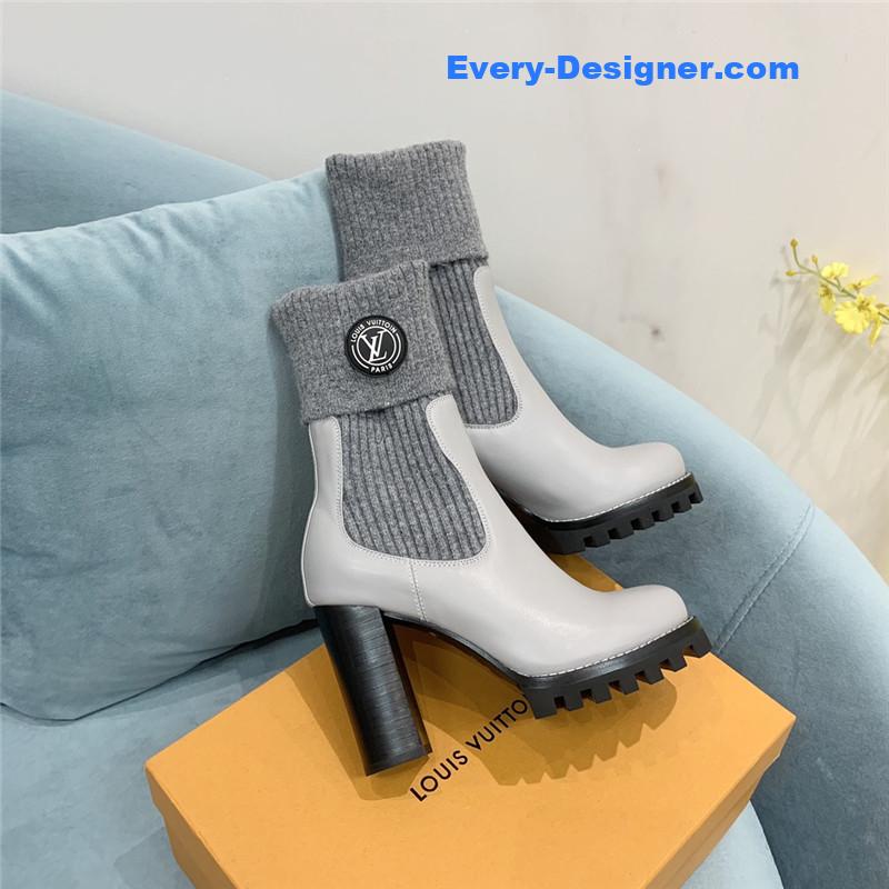 l0vis Vvtt0n lv woolen tube thick heel short boots