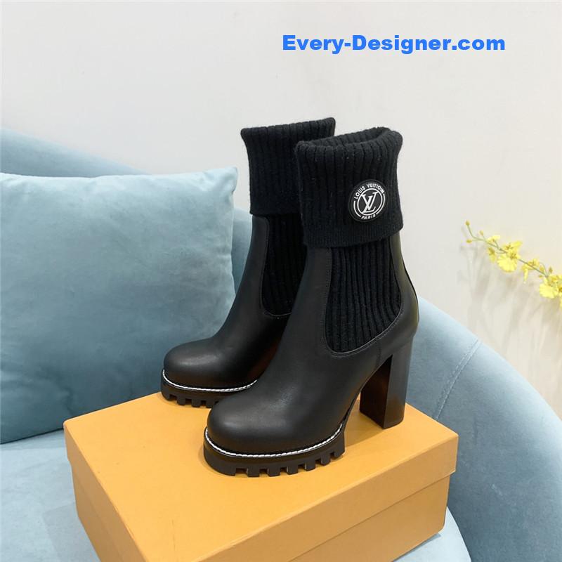 l0vis Vvtt0n lv woolen tube thick heel short boots