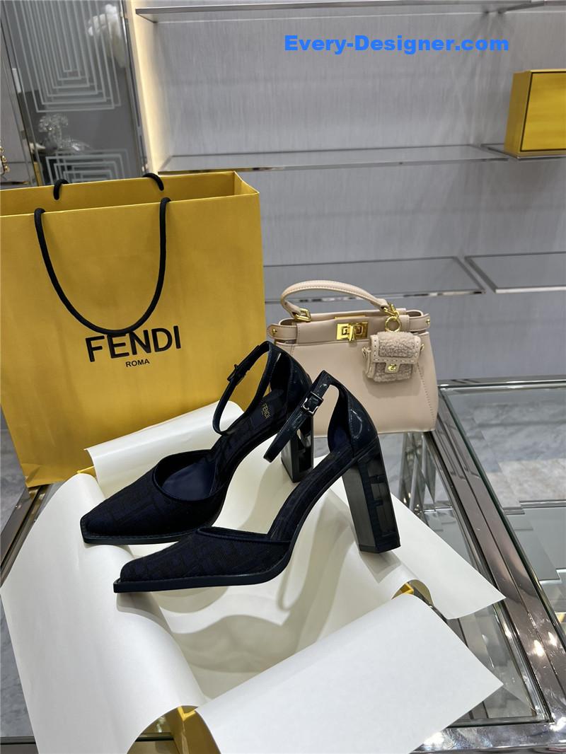 F**di square toe ff hollow heel court shoes