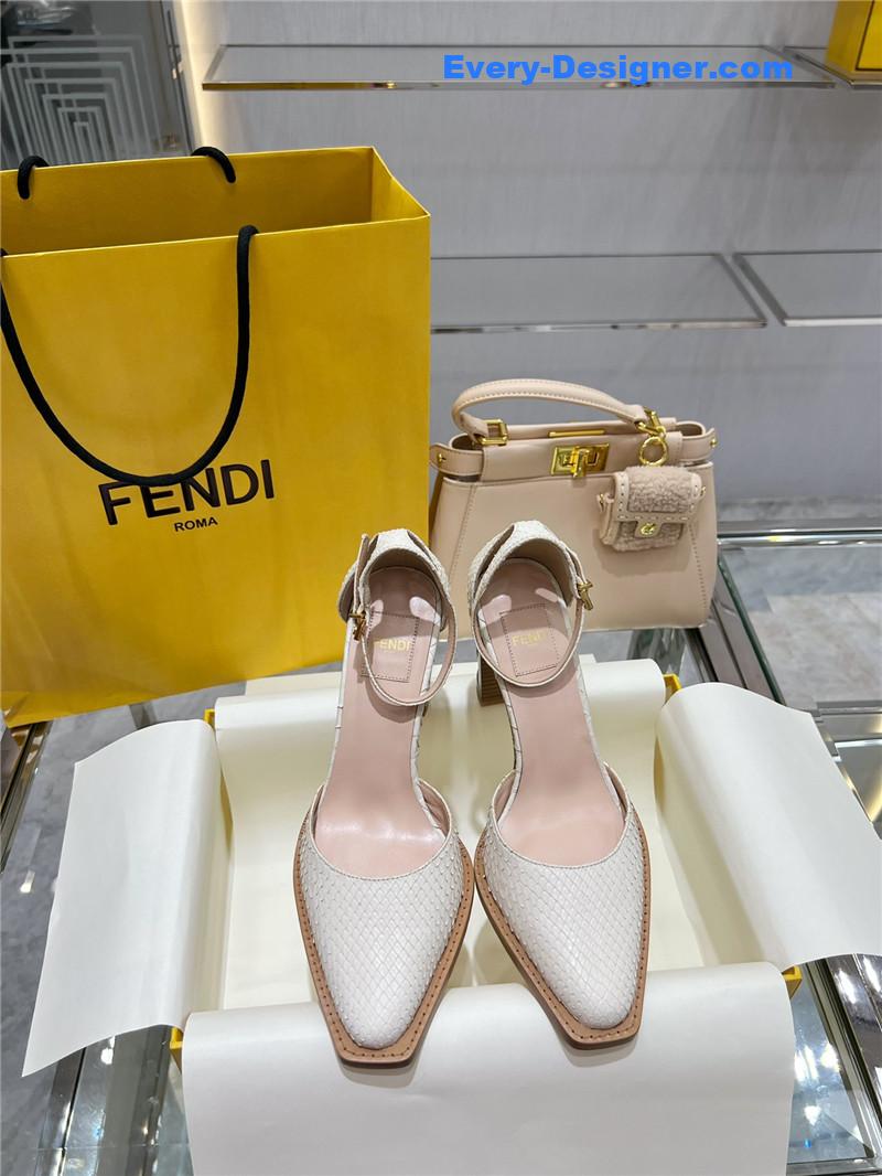 F**di square toe ff hollow heel court shoes