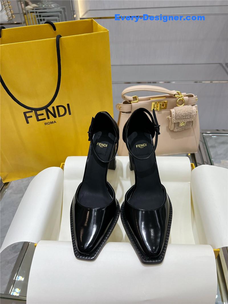 F**di square toe ff hollow heel court shoes