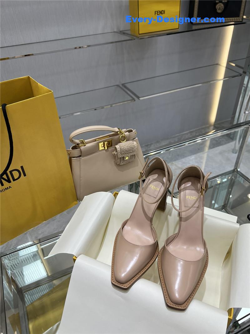 F**di square toe ff hollow heel court shoes