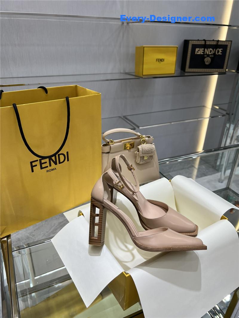 F**di square toe ff hollow heel court shoes