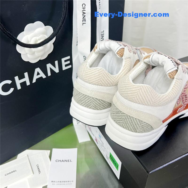 Ch**el new color wool stitching casual sneakers
