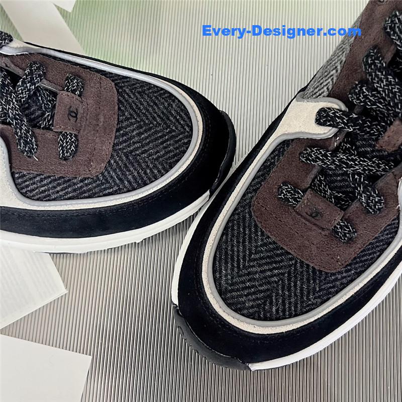 Ch**el new color wool stitching casual sneakers