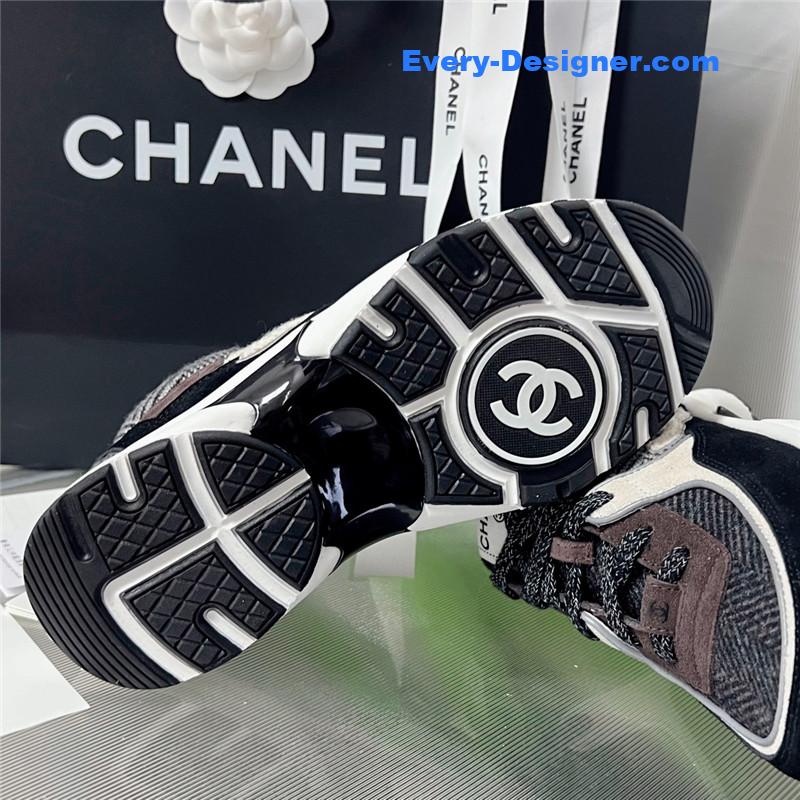 Ch**el new color wool stitching casual sneakers