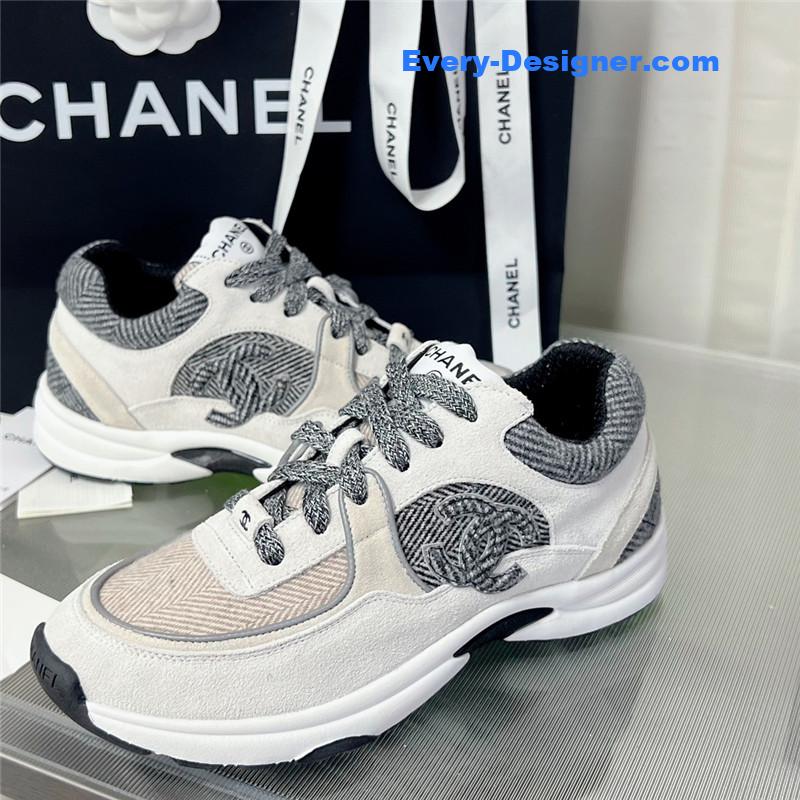 Ch**el new color wool stitching casual sneakers
