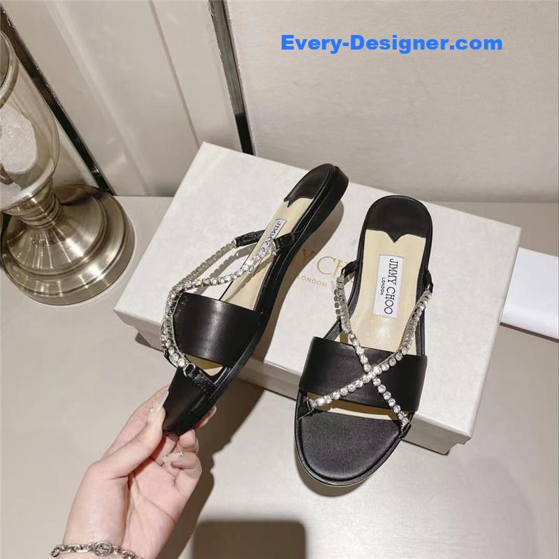 J1m*y Ch00 strappy rhinestone slides