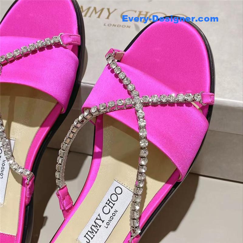 J1m*y Ch00 strappy rhinestone slides