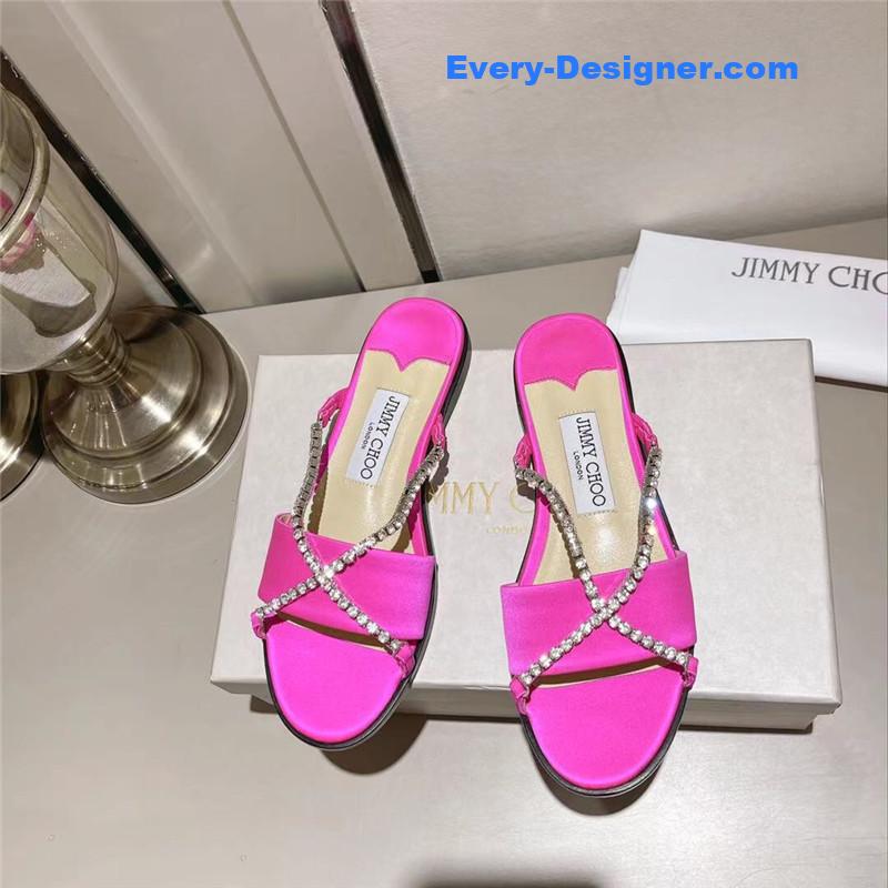 J1m*y Ch00 strappy rhinestone slides