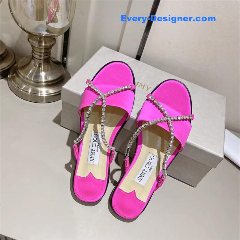 J1m*y Ch00 strappy rhinestone slides