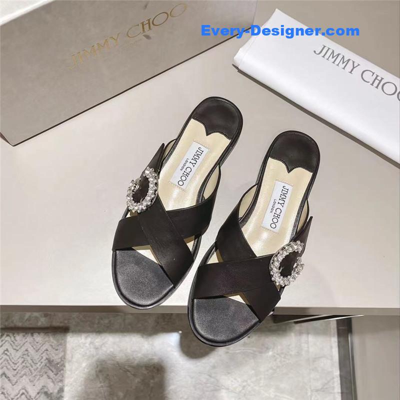 J1m*y Ch00 rhinestone c buckle slides